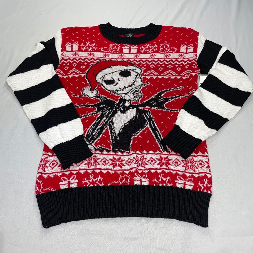 Disney Nightmare Before Christmas Jack Skellington Holiday Sweater Red XS 0-2